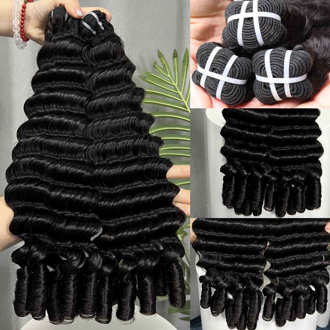 15A Burmese Deep Wave Bundles Human Hair 26 Inch 1 Bundle Tangle Free Unprocessed Brazilian Virgin Hair Weft with Spiral Curly End for Women Deep Wave Human Hair Weft Extensions