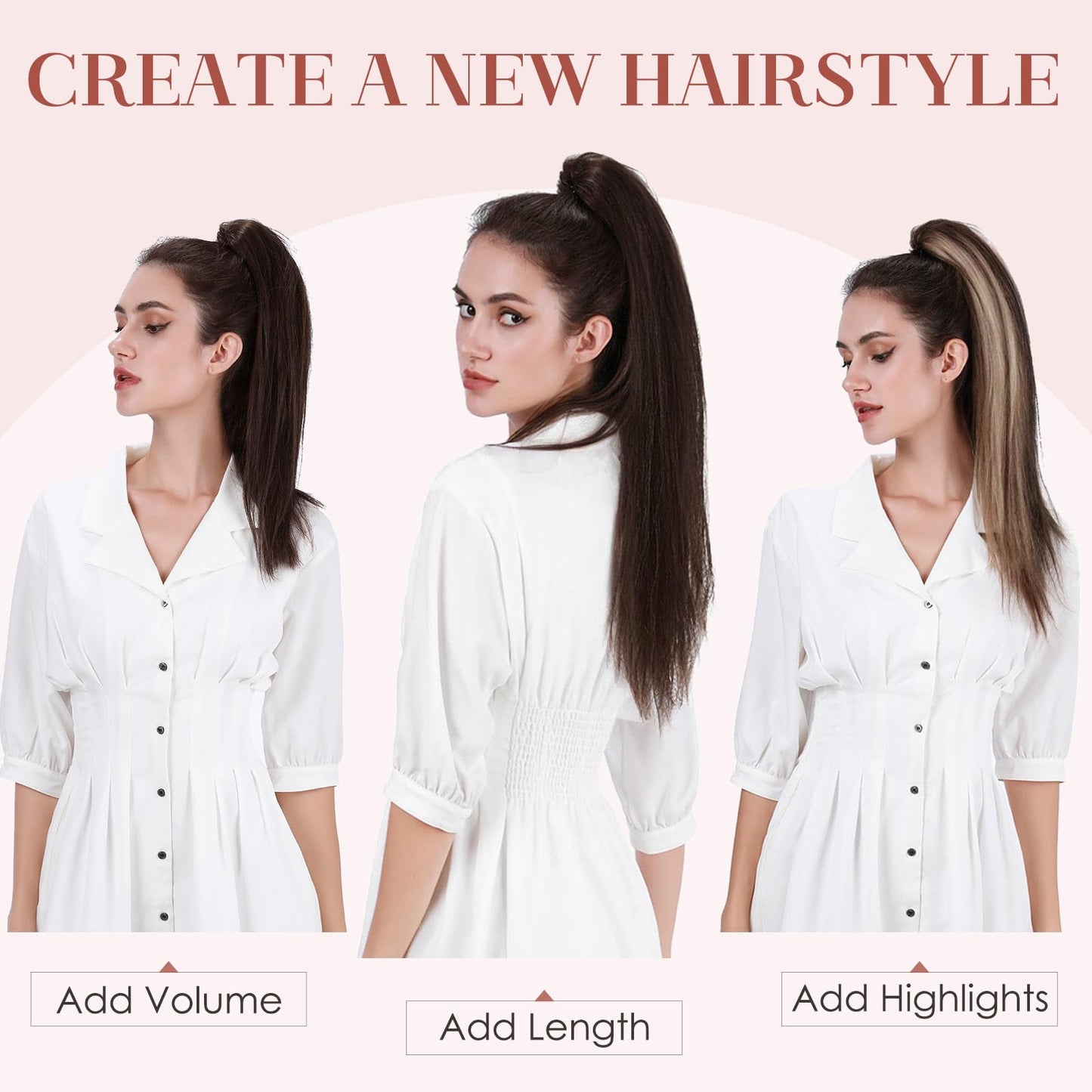 prokyvity Human Hair Claw Clip Ponytail, Claw Clip Human Hair Ponytail,Effortless Application with Secure Hold,Style in Seconds,Quick Styling Solutions for Busy Lives,14"/105g Dark Brown