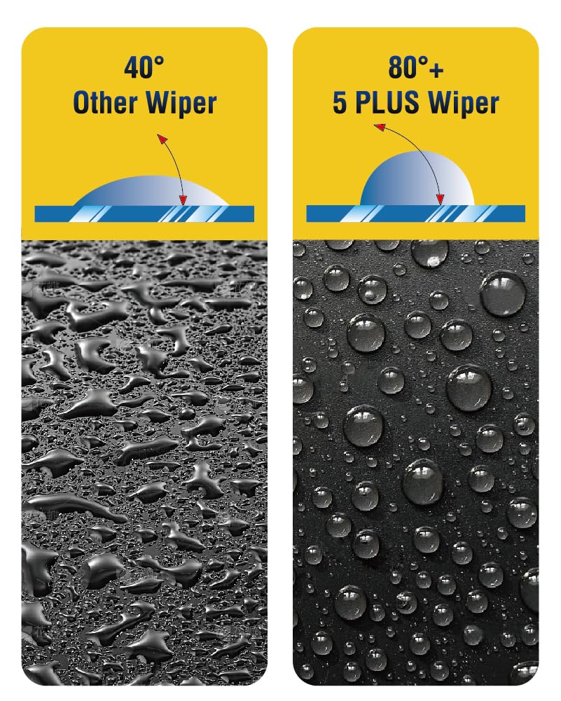 5 PLUS® Silicone Windshield Wipers 24 and 19 Inch Replacement For VOLKSWAGEN VW Jetta 2023-2011 Passat 2018-2012 CC 2017-2013, Automotive Replacement Windshield Wipers With Water Repellent