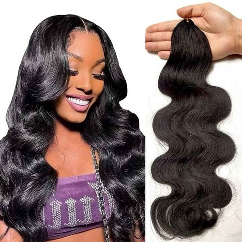 Pre-Separated Crochet Knotless Hair Extensions Body Wave Feather Crochet Human Hair Seamless Reusable for Women Hair 16inch 120g 100strands