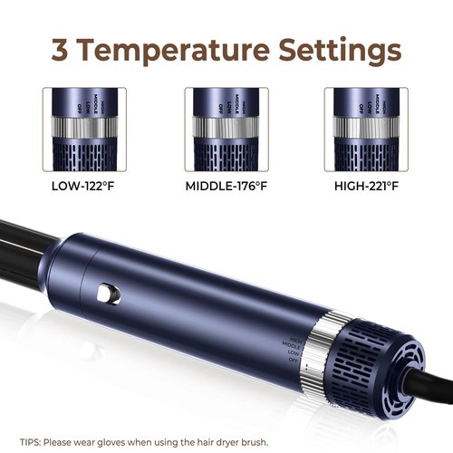 Blow Dryer Brush 6 in 1 Set, Negative Ionic Hair Dryer, Automatic Curling Wand Hair Straightener, Thermal Brush Fast Drying Hot Air Brush