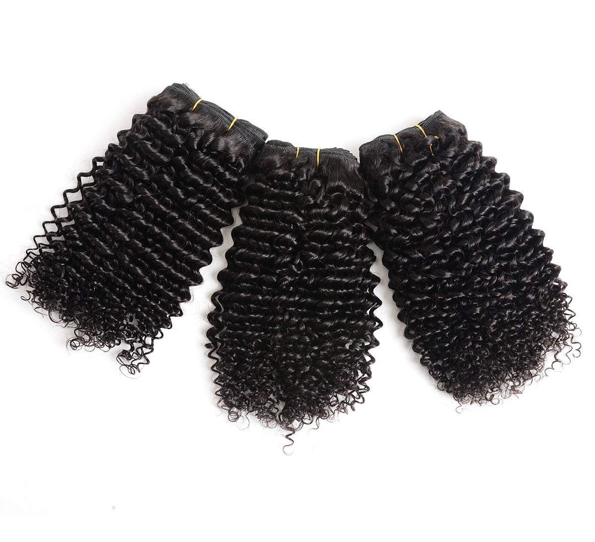 Luxnovolex Curly Bundles Human Hair Brazilian Kinky Curly Virgin Hair 18 inch 3 Bundles 9A Grade Unprocessed Remy Virgin Curly Human Hair Weave Extensions with Natural Black Color