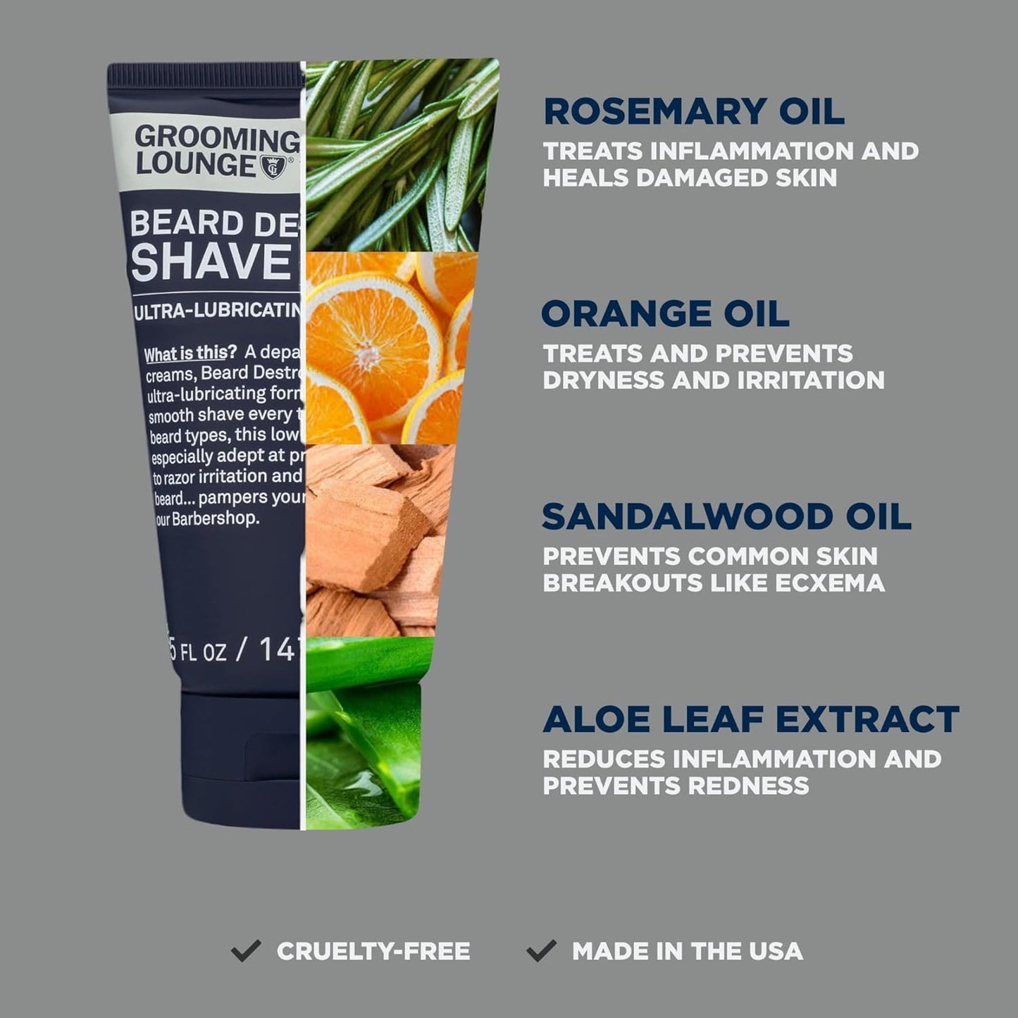 Grooming Lounge Beard Destroyer Shave Cream for Men - Bump, Irritation & Razor Burn Free Shaving Cream Sensitive Skin, Men Beard Care - Soft, Smooth, Easy Glide Low Shaving Foam Lather Formula, 3-Pack