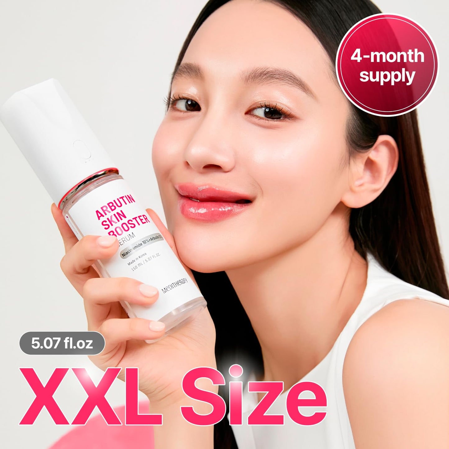 MEDITHERAPY Arbutin Skin Booster Serum + Device 5.07 fl. oz - Korean Face Serum with 10% Niacinamide and 2% Arbutin - At Home Face Massager Tool for Radiant Glow Skin - Boosts Skin Absorption by 770%