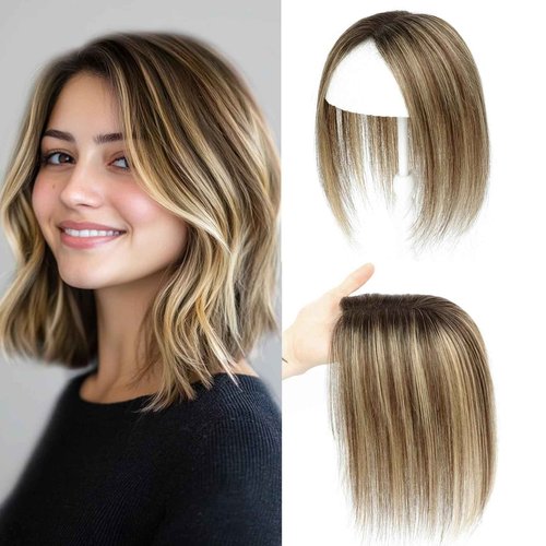 UIPEUBO Hair Toppers for Women Real Human Hair Toppers with Thinning 4.5 * 3 Inch Upgrade Swiss Lace Base Toppers No Bangs for Cover Gray Hair Roots (4T427#)