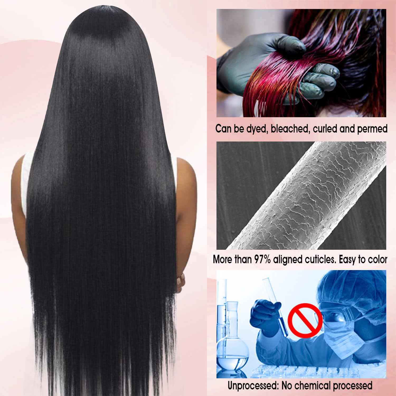 Human Hair Bundles,Straight 4 Bundles 12 12 12 12 Inch,16A Bundles Human Hair,100% Unprocessed Virgin Brazilian Hair Extensions Double Weft, Quick Weave Sew In Hair Bundle