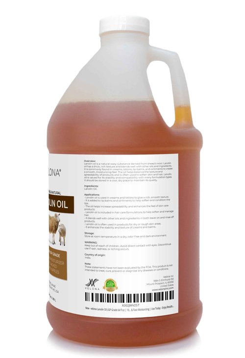 velona Lanolin Oil USP Grade 64 fl oz | 100% Pure and Natural Carrier Oil | Refined, Cold pressed | Skin, Hair, Body & Face Moisturizing | Use Today - Enjoy Results…