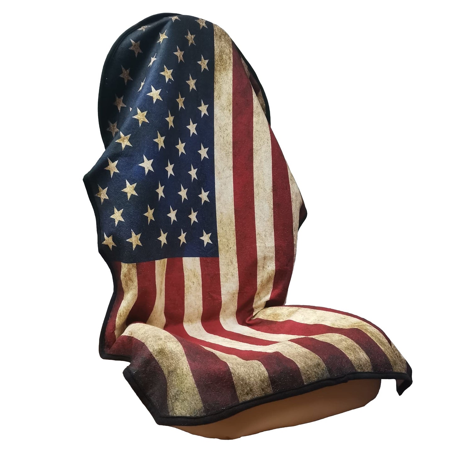 LoyaGour Car Seat Cover Protector Front Seats,for Gym Workout,Running,Swimming,Beach and Hiking,Waterproof Sweat Towel Bucket Seat Covers for Cars SUV Trucks (American Flag, 1Pcs)