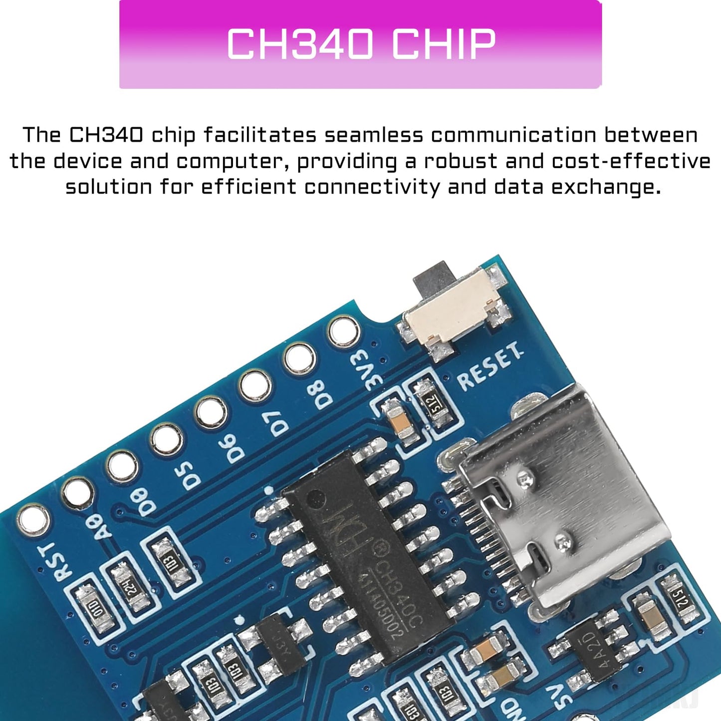 YEJMKJ 3pcs D1 Mini NodeMcu ESP8266 Module Type-C USB ESP-12F WLAN WiFi Internet Development Board Base on ESP8266 ESP-12F Compatible with Arduino, WeMos D1 Mini