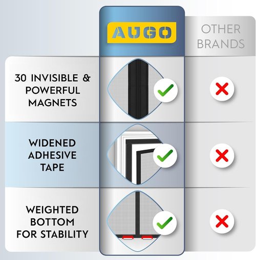 AUGO Garage Door Screen,1 Car 9x7FT, Fiberglass mesh with Magnetic Closure, Heavy Duty Weighted Bottom, Easy Assembly & Pass, Hands Free Screen Door