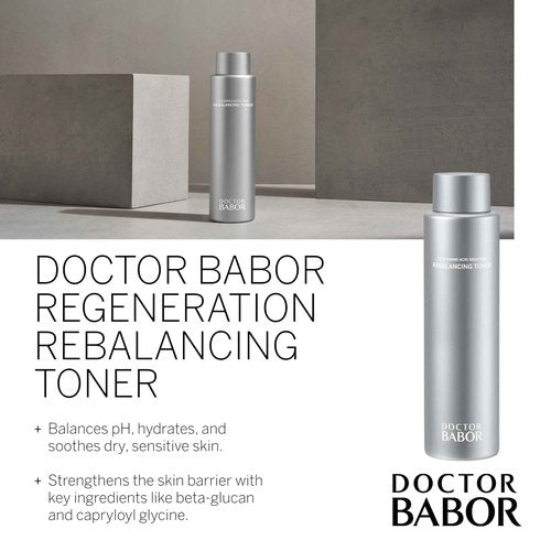 DOCTOR BABOR Regeneration Rebalancing Toner, Beta Glucan Hydrates, Soothes and Balance the Skin, Strengthen Skin Barrier, Reduce Redness and Even Complexion, 6.76 oz