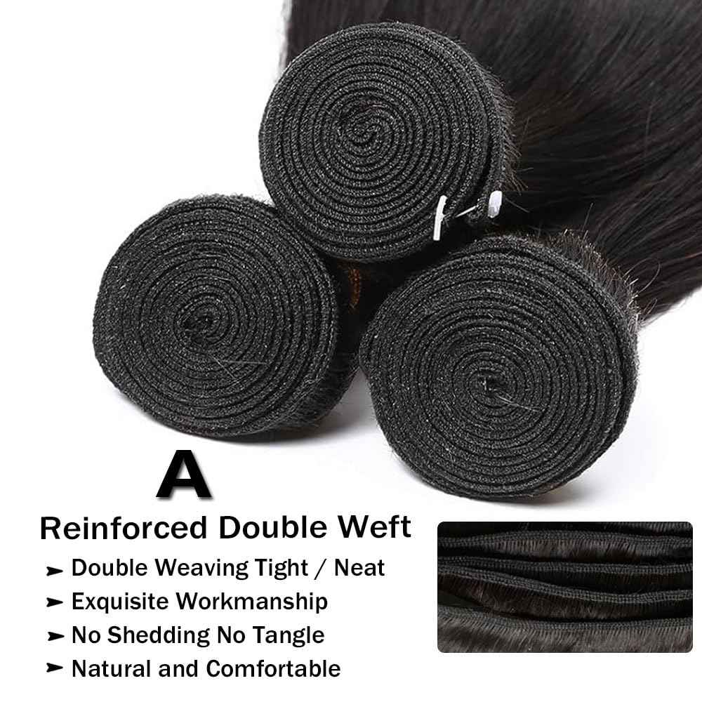 12A Human Hair Bundles 10 12 14 Inch Body Wave Bundles Human Hair 100% Unprocessed Brazilian Virgin Weave 3 Bundle Real Natural Black Wet and Wavy Human Hair Extensions 1B Color for Women