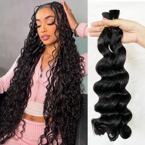 Loose Wave Human Braiding Hair Loose Wave Human Hair Bulk No Weft 100% Unprocessed Brazilian Human Hair Braiding Hair 20 Inch 100g (Pack of 1)