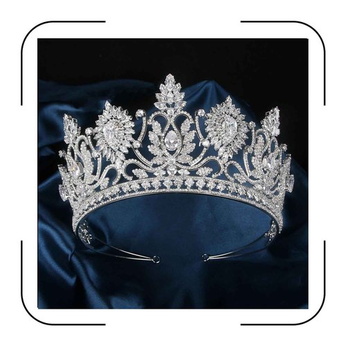 QXMYOO Luxury Large Tiaras and Crowns for Wedding Cubic Zirconia Pageant Crown Tall Bride Tiara Silver Gold Sun Flower CZ Birthday Prom Party Headpiece Bridal Hair Accessories (Silver)