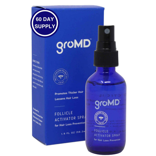 GroMD Hair Loss Serum, Hair Growth Treatment, Regrowth, Follicle Activator Spray, Argan Oil, Biotin & Caffeine, Thickening, Doctor Developed, DHT Blocking Ingredients, 60 Day Supply