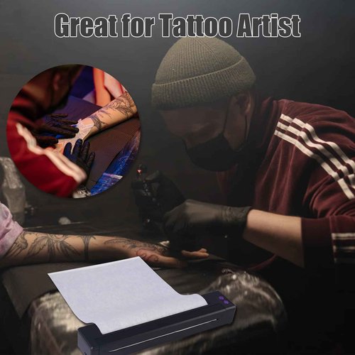 Autdor Tattoo Stencil Printer Wireless Tattoo Printer Machine Thermal Printers Compatible with Phone Pad and PC Tattoos Transfer Machine Bluetooth and USB Connectivity for Tattooing Supplies