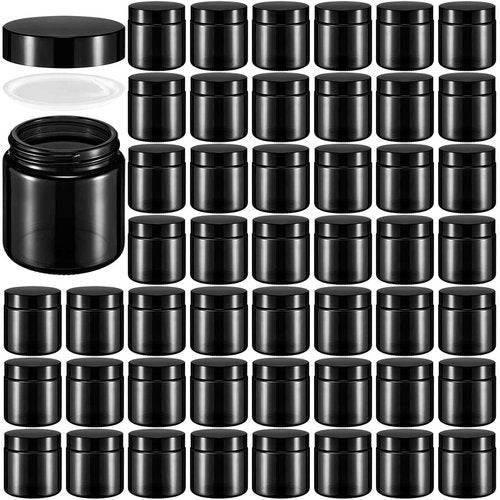 Norme 4 oz Glass Jars with Lids Leakproof Round Airtight Empty Cosmetic Jars with Inner Liners Lid for Storing Lotions Powder Ointments Candle Making Tins(96 Pcs,Black)