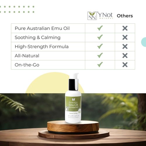 Sports Oil Muscle Rub with Pure Emu Oil, Omega 3 6 9, Tea Tree, Vitamin E, & Essential Oils - 100ml Oil Soothing for Muscle Stiffness & Skin Discomfort by Y-Not Natural