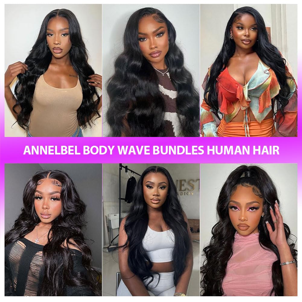 12A Human Hair Bundles 24 26 28 Inch Body Wave 3 Bundles Human Hair 100% Unprocessed Brazilian Virgin Human Hair for Women Natural Black