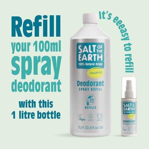 Salt of the Earth Natural Unisex Deodorant Spray Unscented Refill 1 Litre