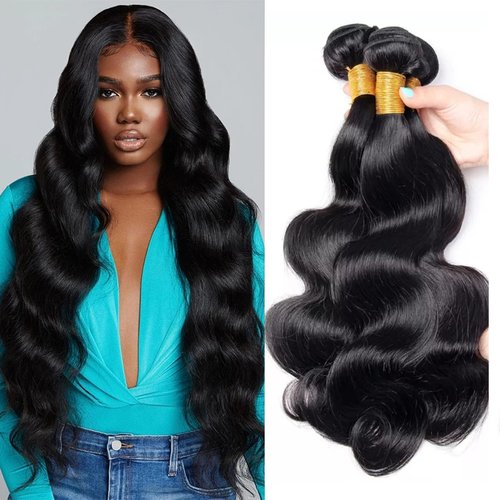 SHWAIR 10A Body Wave Bundles 22 24 26 Inch Human Hair Bundles 100% Unprocessed Brazilian Body Wave Bundles 3 Bundles Human Hair Wet and Wavy Long Hair Weave Bundles Natural Black Color Bundles