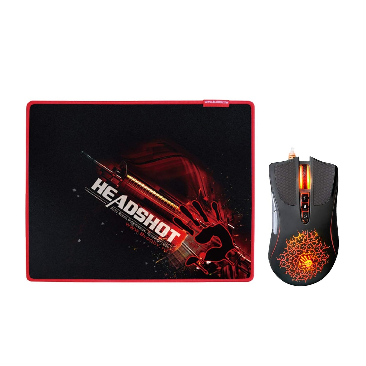 [Combo] A90 Optical Gaming Mouse with Light Strike (LK) Optical Switch/Scroll & B-071 High Performance Mousepad - 8 Programmable Buttons and Advanced Macros - 4000 DPI - A9071