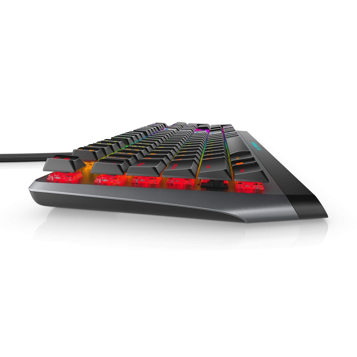 Alienware Low-Profile RGB Gaming Keyboard AW510K, AlienFx Per Key RGB LED Color Backlighting, Media CONTROLS & USB Passthrough, Cherry MX Low Profile Red Switches