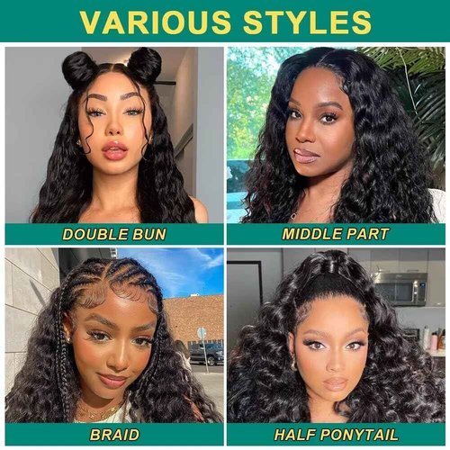 Sweetie 28 Inch Deep Wave Lace Front Wigs Human Hair 210% Density 13x4 HD Transparent Lace Frontal Wigs Deep Curly Human Hair Wig for Women 12A Deep Curly Wigs Human Hair Pre Plucked with Baby Hair