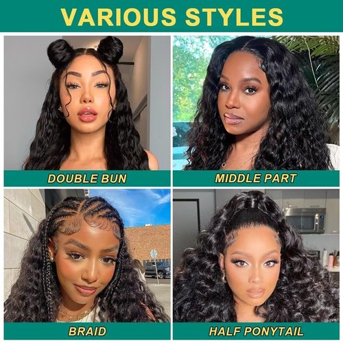 Sweetie 22 Inch Deep Wave Lace Front Wigs Human Hair 210% Density 13x4 HD Transparent Lace Frontal Wigs Deep Curly Human Hair Wig for Women 12A Deep Curly Wigs Human Hair Pre Plucked with Baby Hair