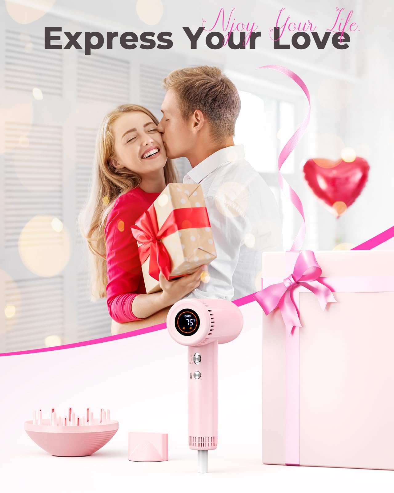 Hair Dryer - 160,000 RPM Ionic Blow Dryer - High Speed Fast Drying Professional Hairdryer for Smooth, 9 Temps Set for Women, 500 Million Negative Ions, Lightweight 0.8lb for Travel, Auto Clean