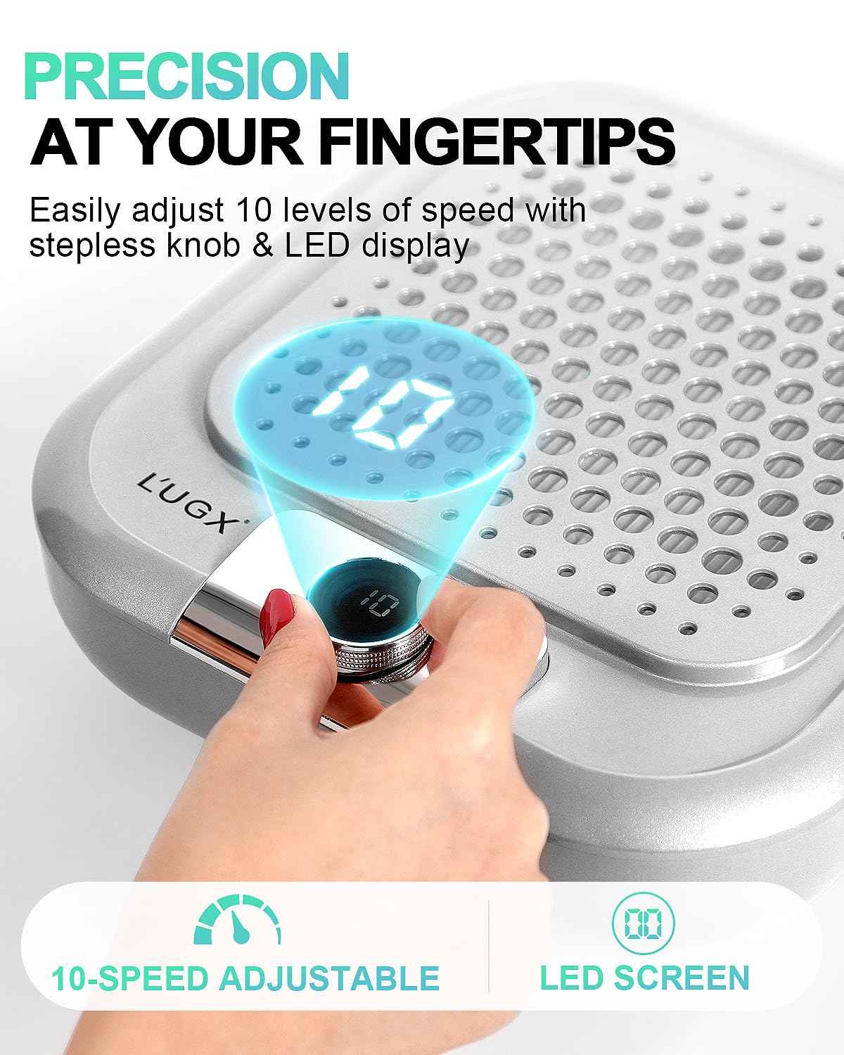 L'UGX Professional Nail Dust Collector with White Gel Nail Polish 15ml