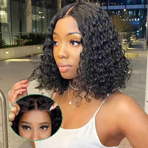 Wavymy Wear and Go Glueless Bob Wig Human Hair Pre Plucked Pre Cut 6X4 HD Lace Front Wigs Ready to Wear Water Wave Closure Wigs Human Hair for Women 180% Density (10 Inch)