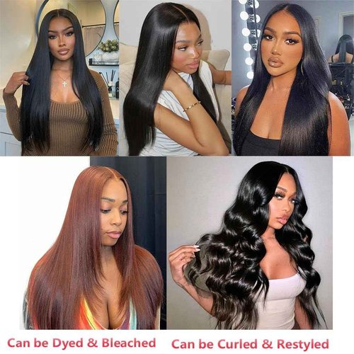 Brazilian Virgin Straight Hair Bundles 100% Unprocessed Virgin Human Hair Weave Bundles Human Hair Extension Double Weft Natural Color Straight Hair Bundles(24 26 28 Inch)