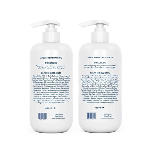 Routine Wellness Anti-Thinning Unscented Shampoo and Conditioner Set for Thinning Hair & Biotin Advanced Hair Supplement