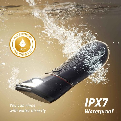 LGTGH Body Hair Trimmer for Men: Pubic Hair Trimmer with Mirror & LED Light - Electric Ball Shavers with Ceramic Blades & Travel Lock - Body Groomer IPX7 Waterproof Use for Groin/Chest/Legs