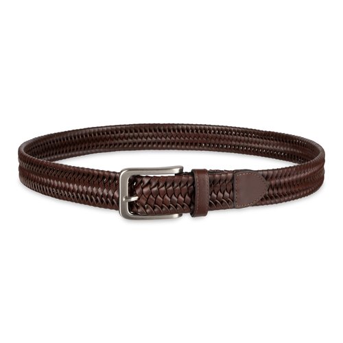 Tommy Bahama Men's Stretch Leather Braid Belt, Brown, Medium