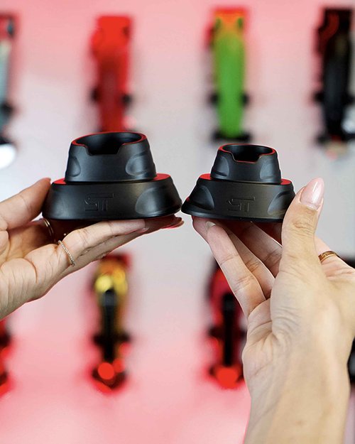 Supreme Trimmer 2-in-1 2Spee Beard Trimmer & Hair Clipper Combo | Removable Blades, 2 Speeds, LCD Display | Cordless Professional Barber Tools - Easy Color Coded Clipper Guide Combs | STB280 (Red)