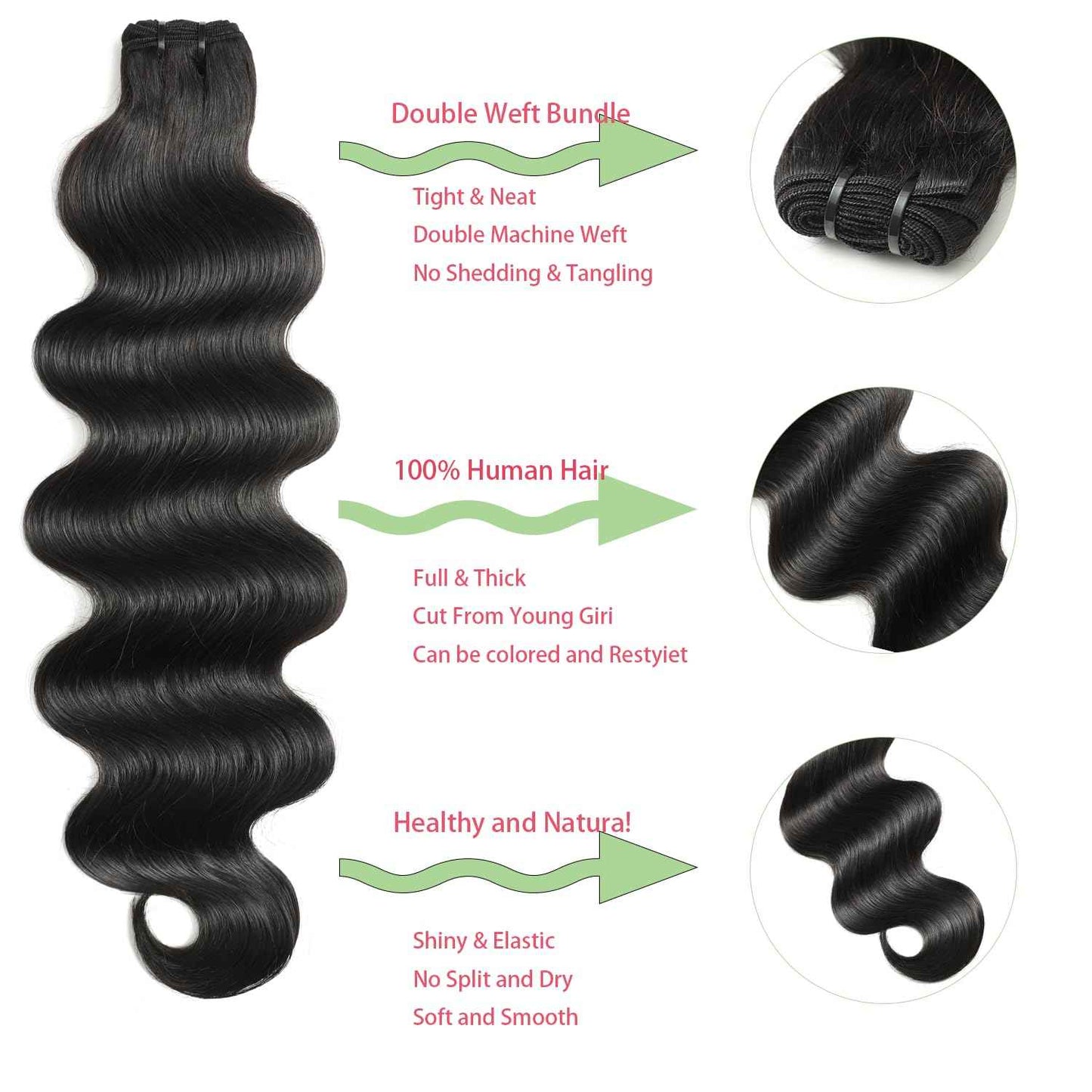 Human Hair Bundles 12A Body Wave 100% Unprocessed Brazilian Virgin Hair Extensions 4 Bundles Human Hair 16 18 20 22 Inch Natural Black Bundles Human Hair Weave for Women