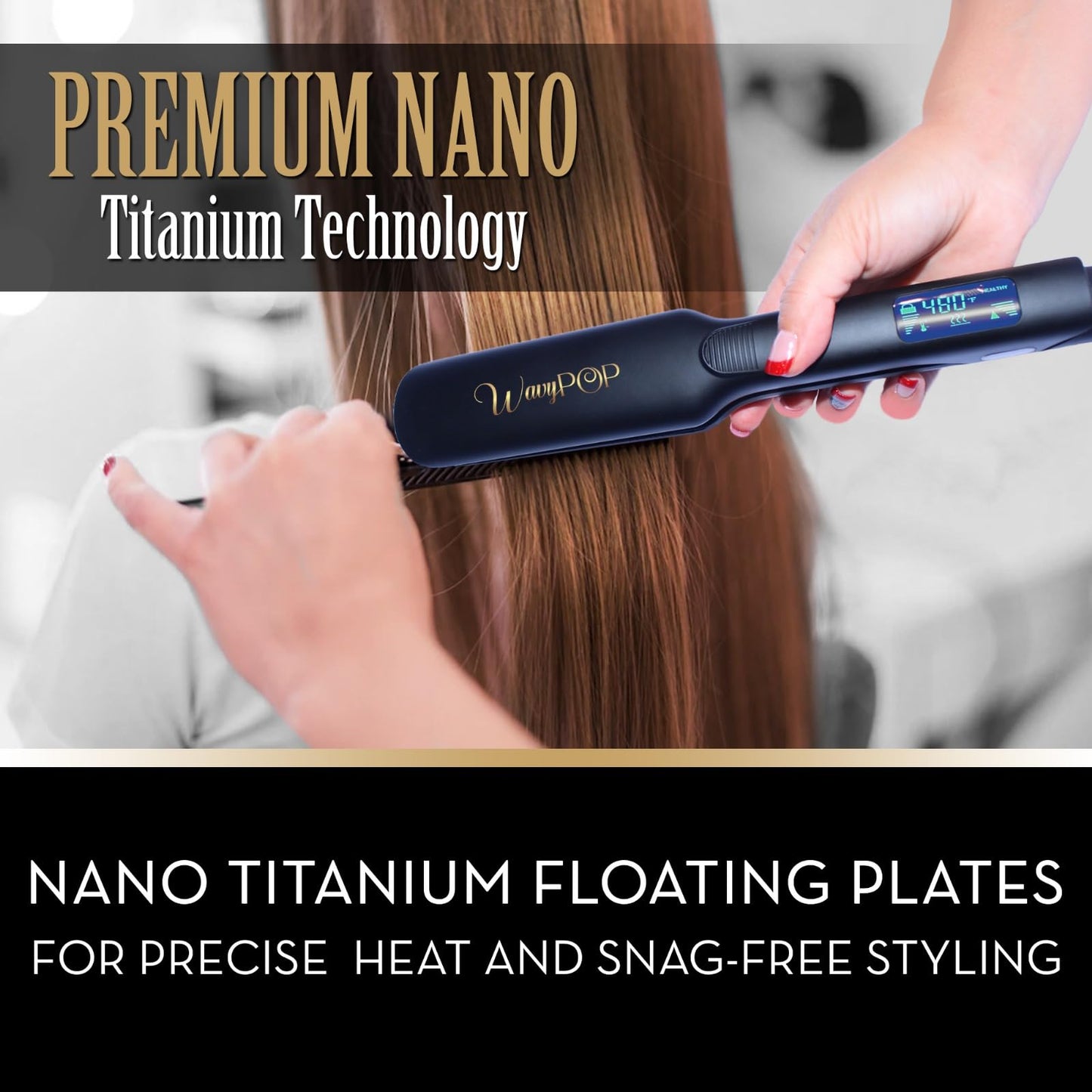 2 in 1 Professional Dual-Voltage Titanium Flat Iron Hair Straightener | up to 480°F | 10s Heat-Up | Straightening Iron & Hair Curling Wand 1.75" with Ceramic MCH Fast Heat, Auto Shut Off