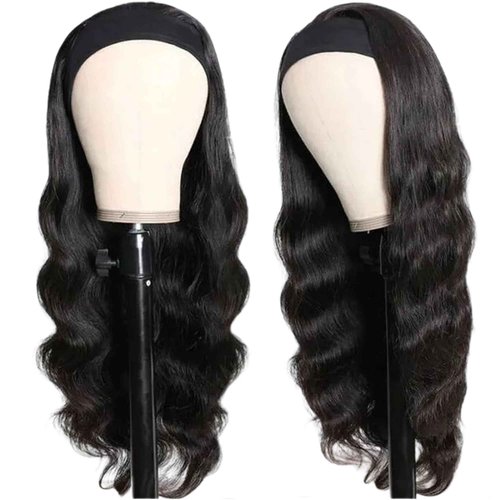 Headband Wig Human Hair Body Wave 22 Inch Headband Wigs for Black Women Brazilian Virgin Hair Wear and Go Glueless Wig None Lace Front Wigs for Beginners 150% Density Natural Black Color