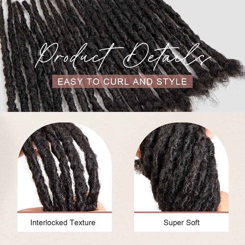 DAIXI Handmade Interlocking Locs 100% Real Human Hair Permanent Loc Extensions Textured Natural Looking Soft Dreadlocks (1B - 0.8cm, 8 Inch 30 Strands)