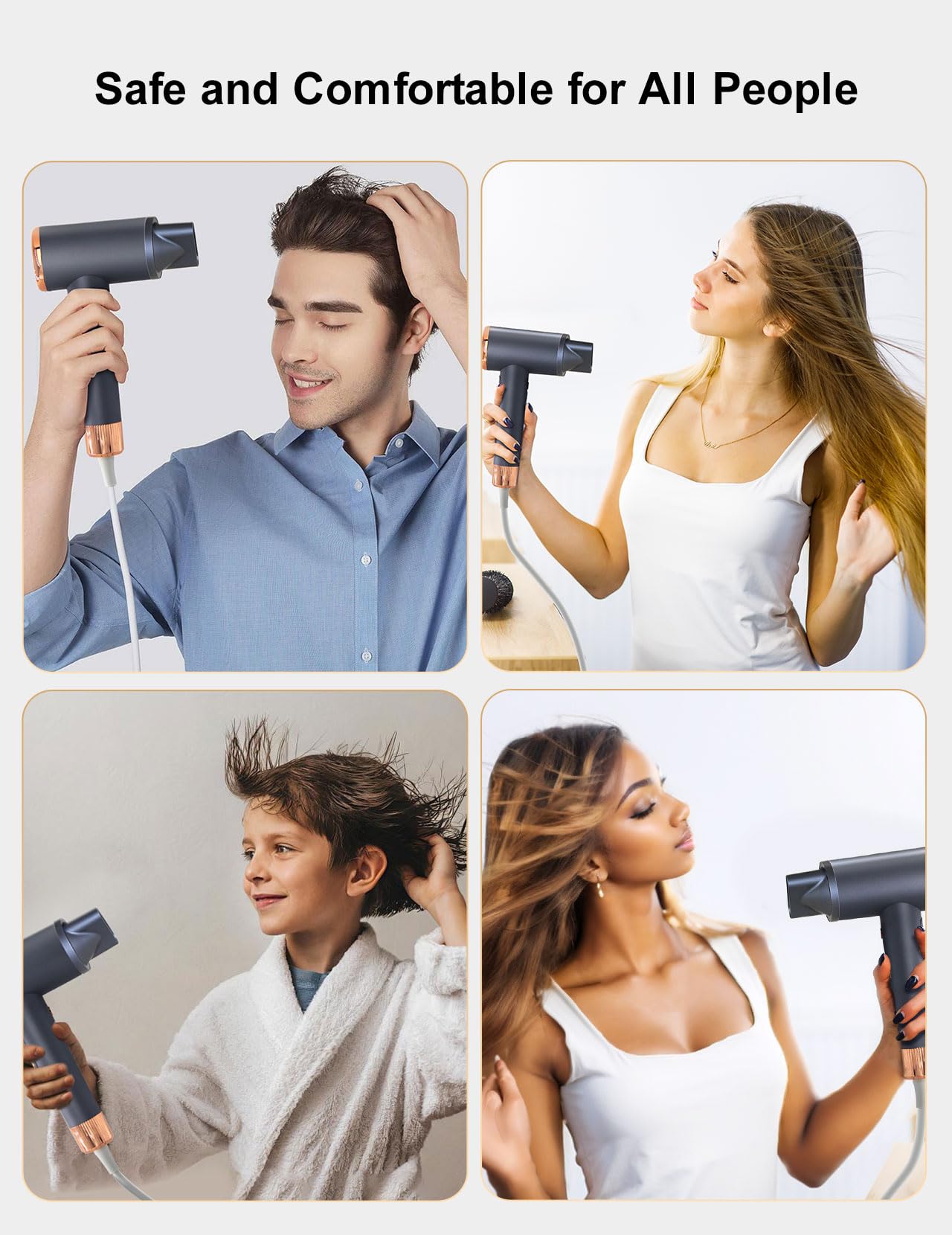 Ionic Hair Blow Dryer for Fast Drying Low Noise LANDOT Hairdryer with 110000 RPM High-Speed Brushless Motor and Thermo-Control - Small Size Hair Dryer for Family Home Use & Travel