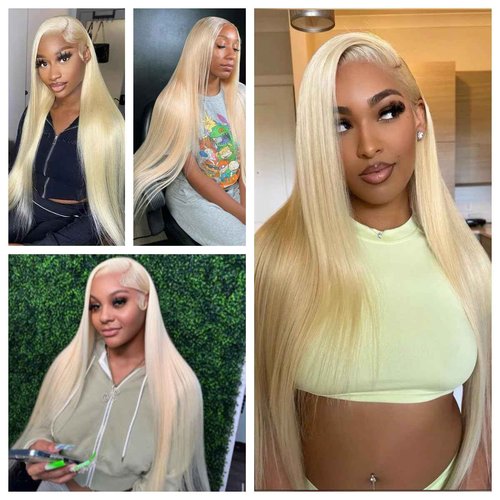 Atilck 613 13x6 Lace Front Wig Human Hair 200 Density Blonde Wig Human Hair 613 HD Lace Frontal Wigs Human Hair Pre Plucked 613 HD Lace Frontal Wig Straight Glueless (24 Inch)