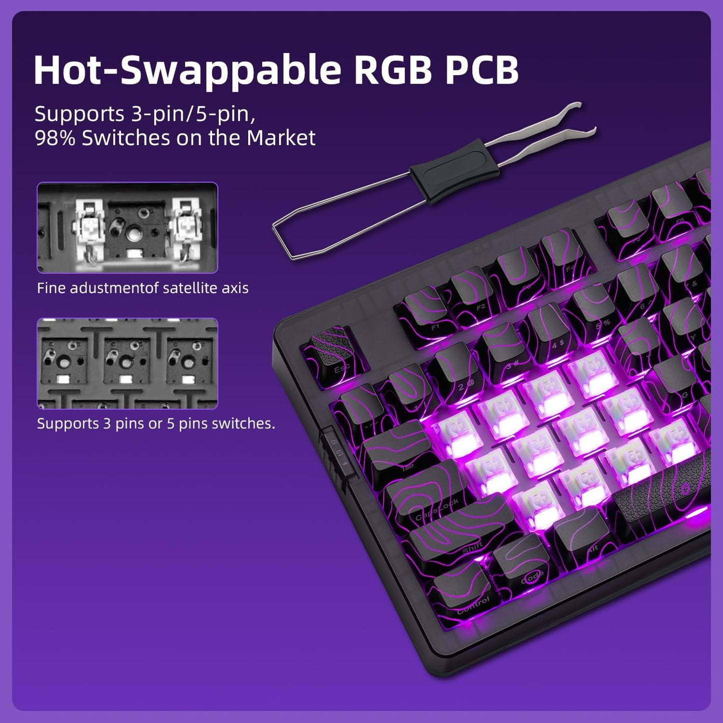ZORNHER ZH980 Wireless Mechanical Gaming Keyboard,95% Black Hot-Swappable Custom Creamy Keyboard with Number Pad,Shine Through IMD PC Keycaps,Pre-lubed Linear Switches,RGB Backlit,2.4GHz/USB-C/BT5.0
