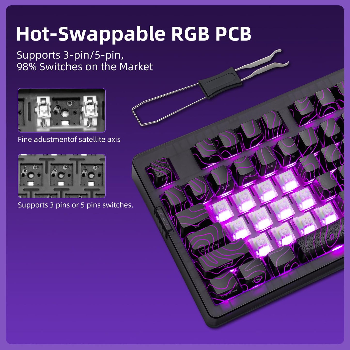 ZORNHER ZH980 Wireless Mechanical Gaming Keyboard,95% Black Hot-Swappable Custom Creamy Keyboard with Number Pad,Shine Through IMD PC Keycaps,Pre-lubed Linear Switches,RGB Backlit,2.4GHz/USB-C/BT5.0