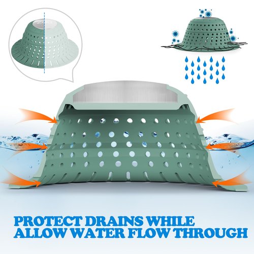 zaa Bathtub Drain Hair Catcher, Premium Silicone Collapsible One Pack Drain Protector for Pop-Up and Regular Drains of Shower, Bathtub, Tub, Bathroom, Sink, Green