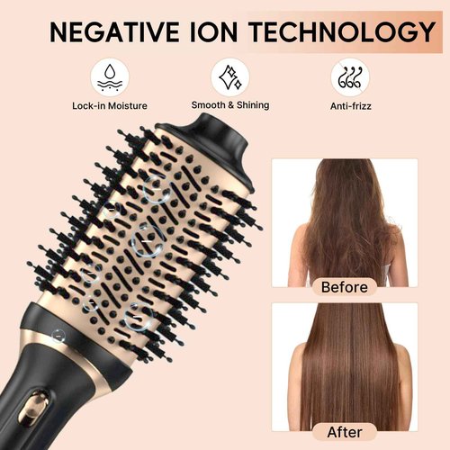 Nycoba Hair Dryer Brush Set, Multifunctional Hot Air Brush for Salon Blowouts, Negative Ion Technology & Quick Drying, Shiny and Less Frizz, Black Orange