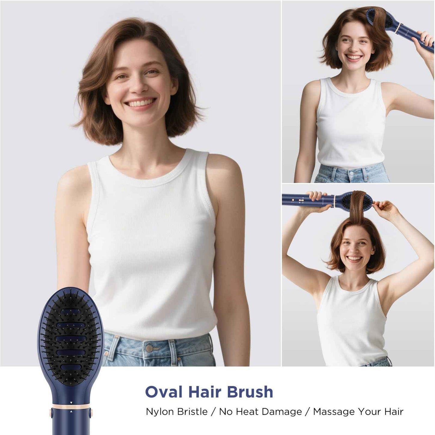 5 in 1 Blow Dryer Brush IG INGLAM MegaAir Hair Styler Brushless Hair Dryer Brush Left/Right Air Auto-Wrap Curler Hot Air Brush Negative Ions No Heat Damage Frizz-Free Drying Curling, Prussian Blue