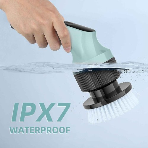 Holercoco Electric Spin Scrubber, Shower Cleaner Brush, Shower Scrubber with Long Handle 53.2inch, 2H Fast Charge, IPX7 Waterproof, Bathroom Cleaning Brush 2 Adjustable Speeds Blue 1118