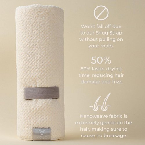 VOLO Luna Gray Hair Towel, Spa Headband & Scrunchie Set | Ultra Soft, Super Absorbent, Quick Drying Nanoweave Fabric | Towel Hair Accessories | The Core Collection | Microfiber